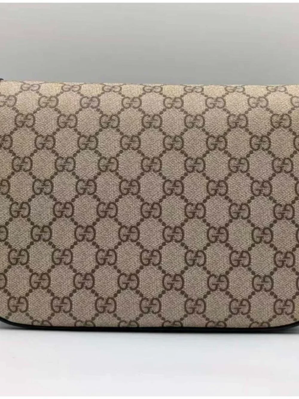 Gucci GG Supreme Monogram Canvas Horsebit 1955 Medium Flap Bag Beige Black Ebony - Picture 3 of 15